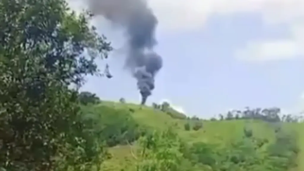 Derriban helicóptero de la Policía en Antioquia con ataque de dron (VIDEO)