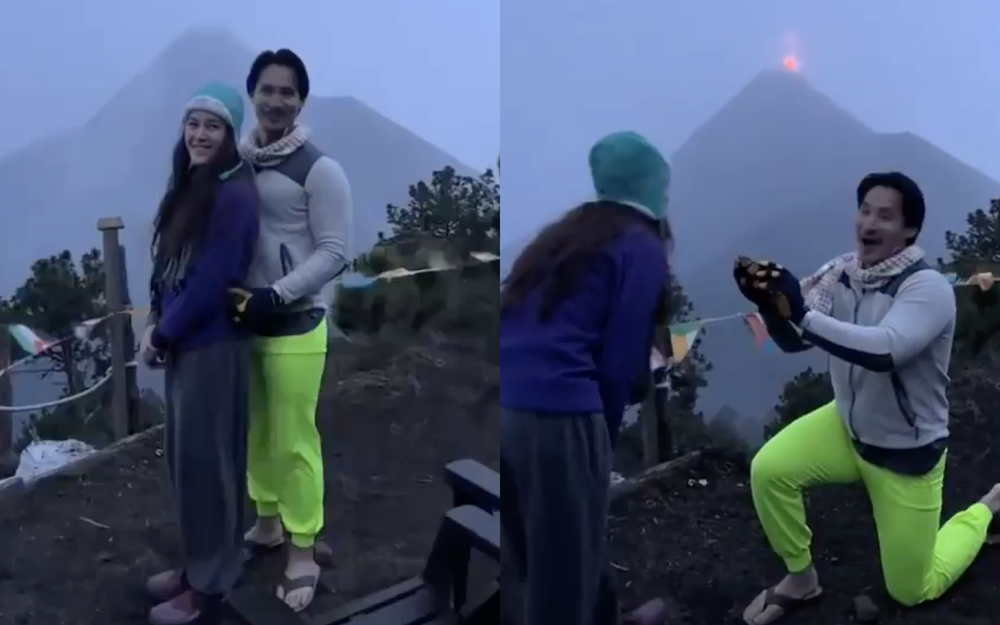 Hombre pide matrimonio frente a volcán en Guatemala y erupciona momentos después