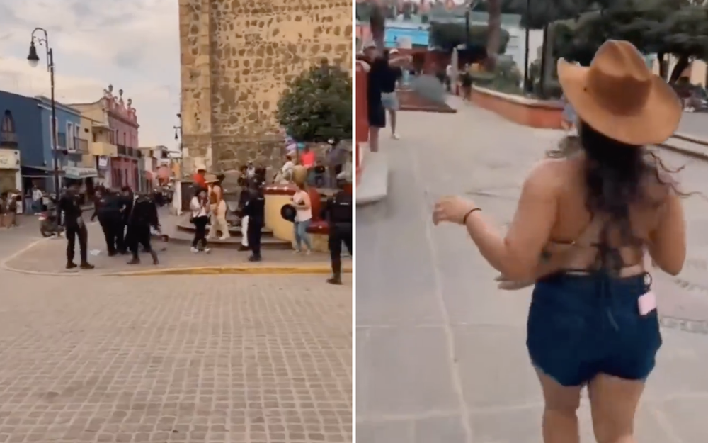 Sujeto ebrio desarma a policía y dispara en plaza de Tequila, Jalisco (VIDEO)