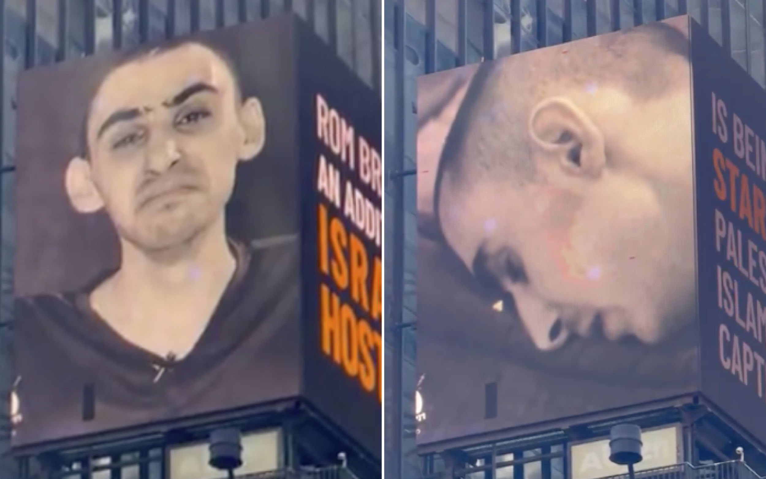 Enorme Cartel en Times Square Exhibe Video Estremecedor de Rehén Israelí Rom Broslavsky Cautivo en Gaza